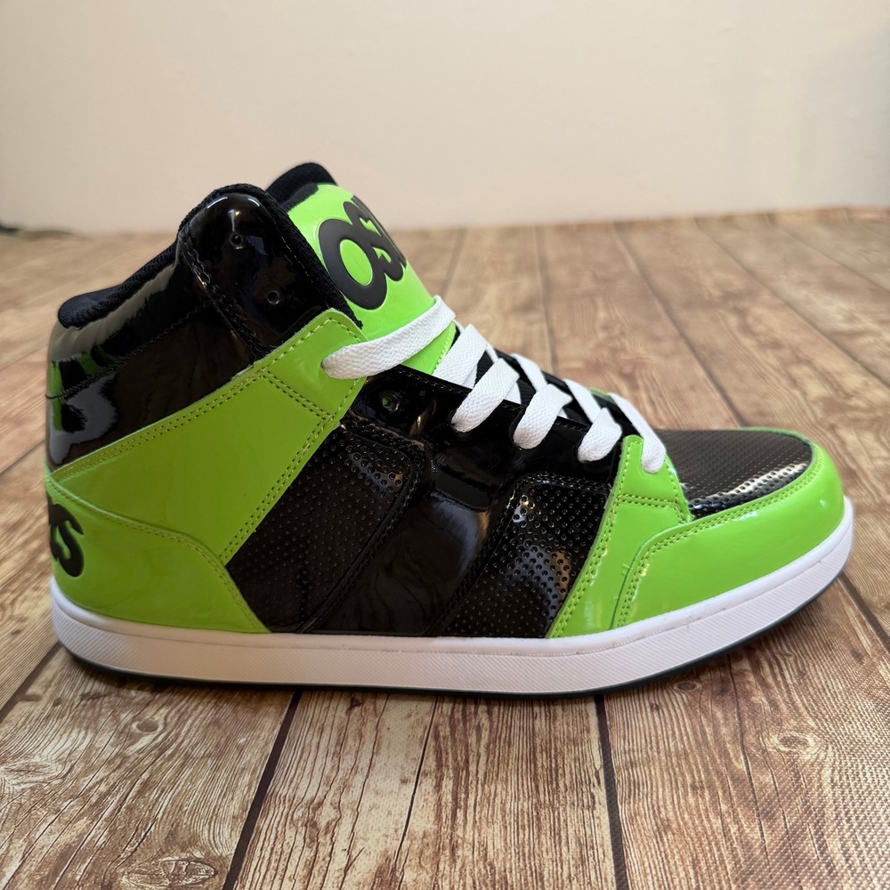 Osiris Convoy Mid Skate Shoes Mens Size 11 Green Black Patent Leather